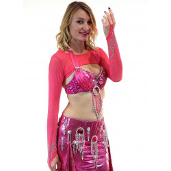 Boléro/ gants de danse fuschia et strass