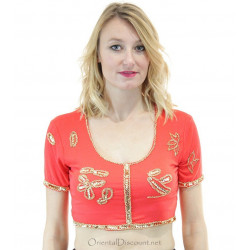 Choli de danse orientale et indienne rouge