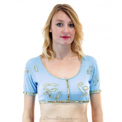 Choli de danse orientale et indienne bleu ciel