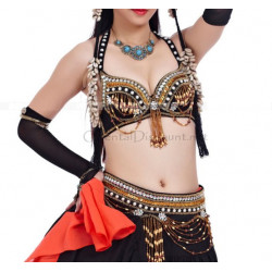 Set tribal de danse orientale noir et or
