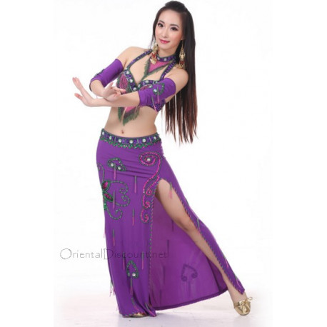 Costume de danse orientale 4 pièces violet