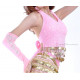 Top dos nu pailleté et sequins rose clair