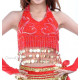 Top dos nu pailleté et sequins rouge