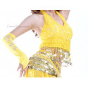Top dos nu pailleté et sequins jaune