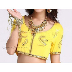Choli de danse orientale et indienne jaune