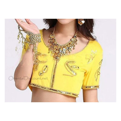 Choli de danse orientale et indienne jaune