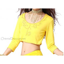 Choli de danse orientale jaune et or