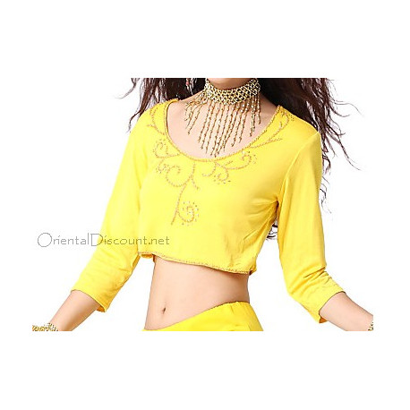 Choli de danse orientale jaune et or