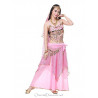 Tenue de danse orientale 2 pièces Haut + Jupe rose clair et or