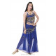 Tenue de danse orientale 2 pièces Haut + Jupe bleu nuit et or
