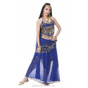 Tenue de danse orientale 2 pièces Haut + Jupe bleu nuit et or