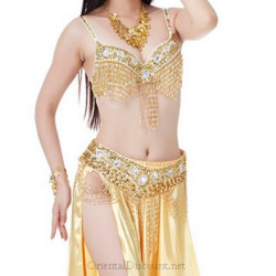 Ensemble coordonné de danse orientale doré et strass