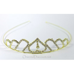 Diadème couronne strass doré coeur à l'envers