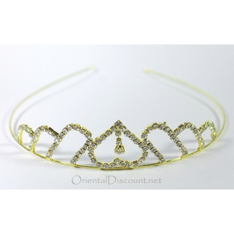 Diadème couronne strass doré coeur à l'envers