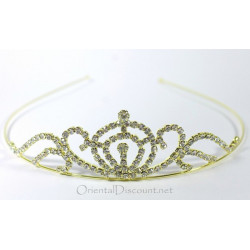 Diadème couronne strass doré arabesque