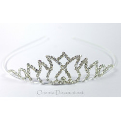 Diadème couronne strass argent crocus