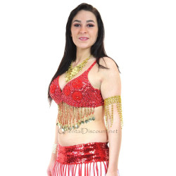 Soutien gorge de danse orientale flower rouge bonnet C