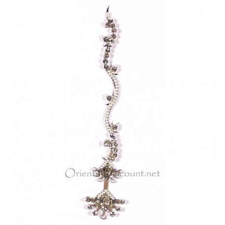 Bindi long haut de gamme argenté serpentin