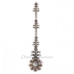 Bindi long haut de gamme argenté triple rang