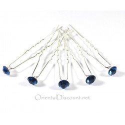 Lot de 5 pics à cheveux strass bleu nuit