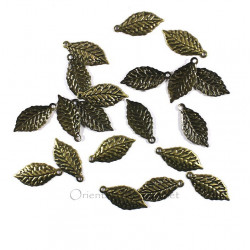 Lot de 20 plumes en métal couleur bronze