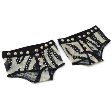 Nus pieds de danse modèle zèbre et strass