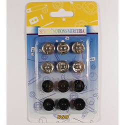 Lot de 12 boutons pression en métal