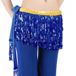 Ceinture de danse orientale à franges brillantes bleu nuit