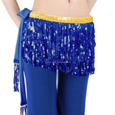 Ceinture de danse orientale à franges brillantes bleu nuit