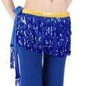 Ceinture de danse orientale à franges brillantes bleu nuit