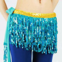 Ceinture de danse orientale à franges brillantes bleu ciel