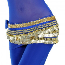 Ceinture velours bleu nuit doré