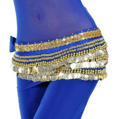 Ceinture velours bleu nuit doré
