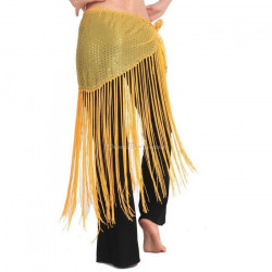 Ceinture de danse orientale à fils et paillettes or