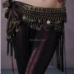 Ceinture tribale de danse orientale en velours chocolat