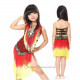 Robe latine enfant imprimé léopard rouge ton feu