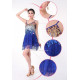 Robe latine à paillettes et franges bleu nuit