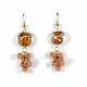 Boucles d'oreilles fantaisie grappe de perles marron clair