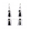 Boucles d'oreilles fantaisie quille noire et strass