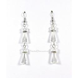 Boucles d'oreilles fantaisie quille translucide et strass