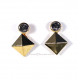 Boucles d'oreilles pendantes à clous carré strass or