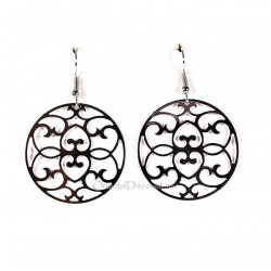 Boucles d'oreilles fantaisie cercle arabesque argent