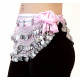 Ceinture de danse orientale en velours à sequins argentés rose pâle