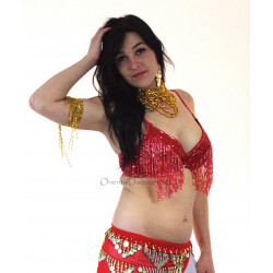 Soutien gorge de danse orientale perlé rouge