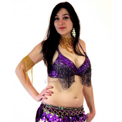 Soutien gorge de danse orientale perlé violet