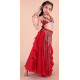 Costume de danse orientale enfant rouge et argent