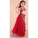 Costume de danse orientale enfant rouge et argent