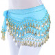 Ceinture de danse orientale turquoise à sequins dorés