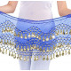 Ceinture de danse orientale bleu roy à sequins dorés