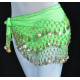 Ceinture de danse orientale vert clair à sequins dorés